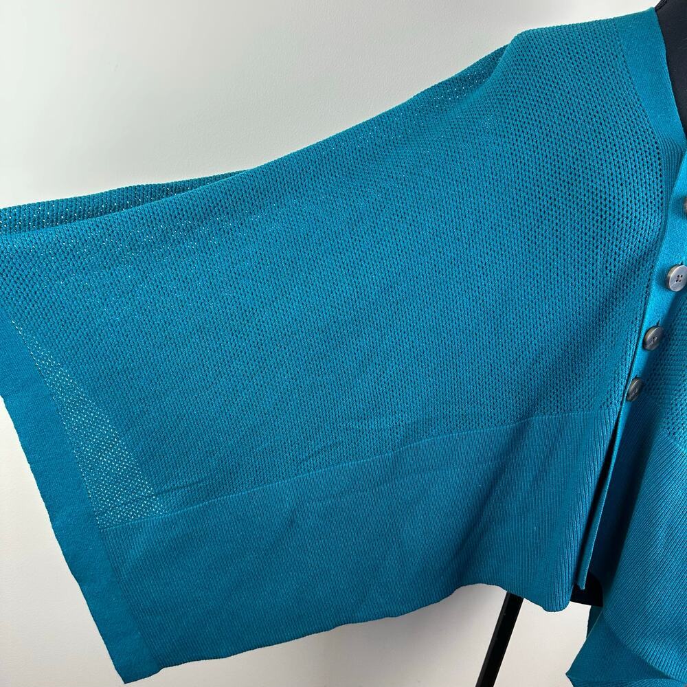 J.Jill Knit Poncho Top S-L Teal Button Front Swim Coverup NWT Resort Cruise Aqua - Picture 3 of 6